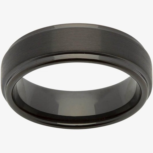 Unique Tungsten Carbide Black Plate 7mm Ring Size 66