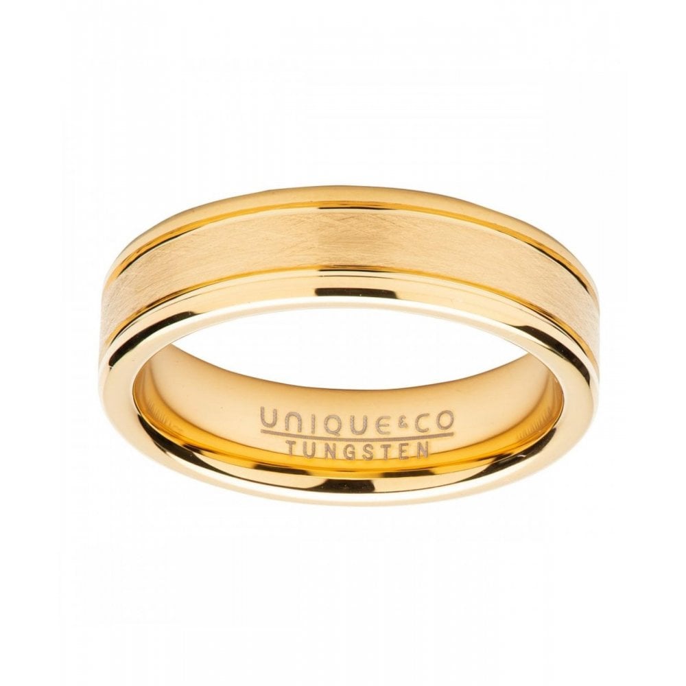 Unique Tungsten Carbide Gold IP 6mm Ring