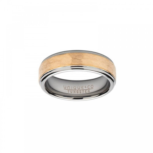 Unique Tungsten Carbide Hammered Yellow Plate Ring Size 68