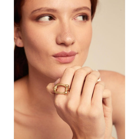 UNOde50 Gold Plated Serotonin Ring Size 15