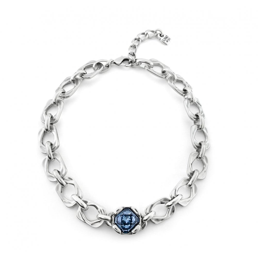 UNOde50 Marvelous Blue Crystal Silver Necklace