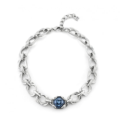 UNOde50 Marvelous Blue Crystal Silver Necklace