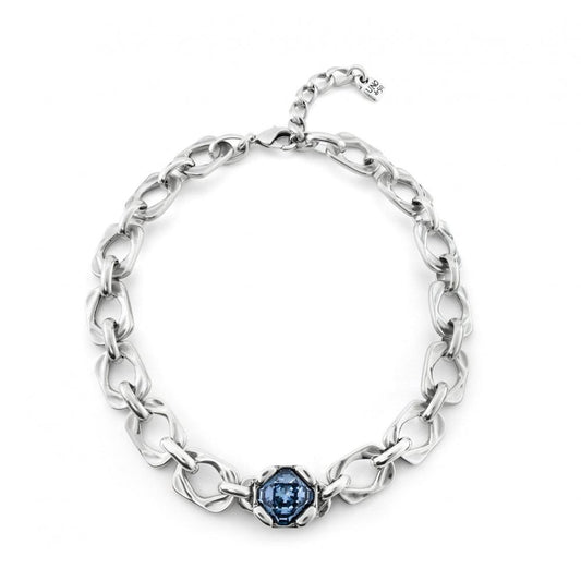 UNOde50 Marvelous Blue Crystal Silver Necklace