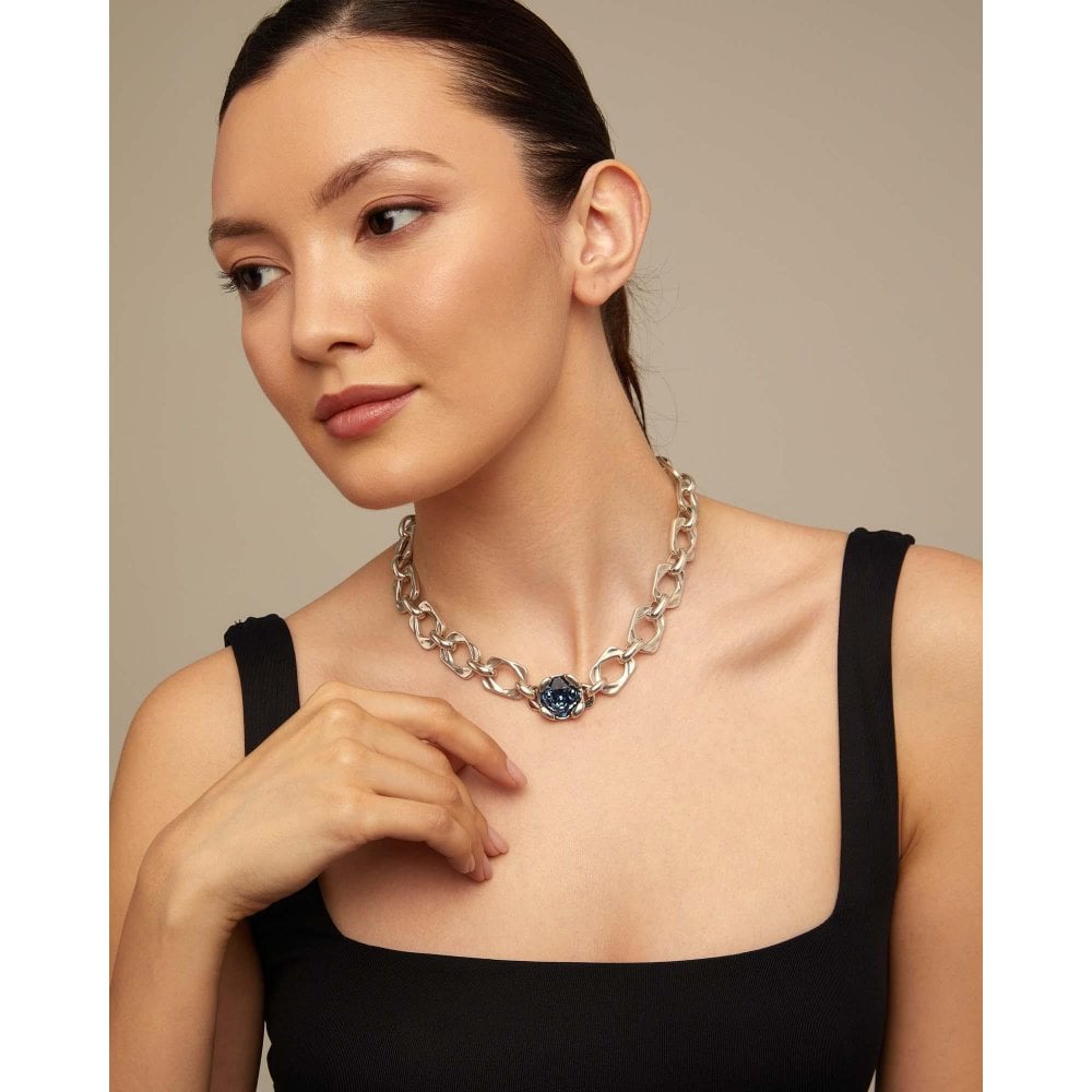 UNOde50 Marvelous Blue Crystal Silver Necklace