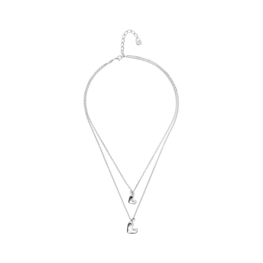 UNOde50 Silver Beat Layered Hearts Necklace