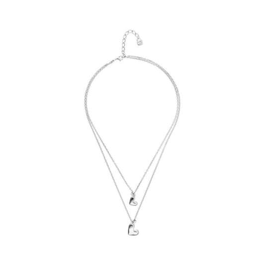 UNOde50 Silver Beat Layered Hearts Necklace
